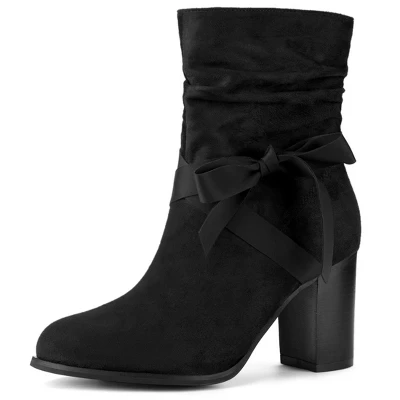 Allegra K Women's Casual Chunky Heel Ankle Boots 10 Allegra K Women's Casual Chunky Heel Ankle Boots - Image 10
