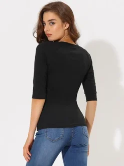 Allegra K Women's Casual Elbow Sleeves Solid Color V Neck T-Shirts 9 Allegra K Women's Casual Elbow Sleeves Solid Color V Neck T-Shirts -Allegra K GUEST e910a43a 1f6e 4e6f b06d 713d3a020122