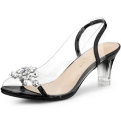 Allegra K Women's Clear Slingback Flower Rhinestone Peep Toe Heels Sandals -Allegra K GUEST e92c28e1 6ecc 4d68 93ca 20dad9d534e9