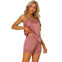 Allegra K Women's Satin Lace Trim Cami Tops With Shorts Lounge Pajama Set -Allegra K GUEST e9803ba6 fd75 4347 adea 5e361e555f81