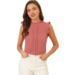 Allegra K Women's Ruffled Business Office 1950s Vintage Sleeveless Blouses -Allegra K GUEST e9cd789e e433 4d99 9a46 51f88381c3c0