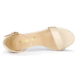 Allegra K Women's Satin Open Toe Ankle Strap Chunky Sandals -Allegra K GUEST ea911033 5073 4a81 93e0 0d8f37145dfc