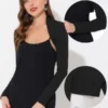 Allegra K Women's Elegant Long Sleeve Knit Open Front Crop Bolero Shrug