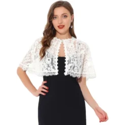 Allegra K Women's Evening Wedding Cape Floral Lace Shawls -Allegra K GUEST ebafe8ee acd6 4b92 9c73 674a49c32d38