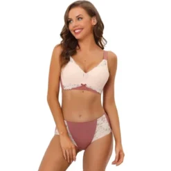 Allegra K Women's Wide Back Smoothing Floral Lace Wirefree Push Up Bra Sets -Allegra K GUEST ebbd342a 4492 4359 a7f0 13dd5163b419