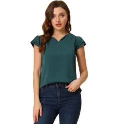 Allegra K Women's Work Business Casual Plain Cap Sleeve Blouse -Allegra K GUEST ec72e07a 6d3b 4118 83eb 8c13ea0abc2d