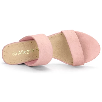 Allegra K Women's Block Heel Dual Straps Slide Sandals 3 Allegra K Women's Block Heel Dual Straps Slide Sandals - Image 3
