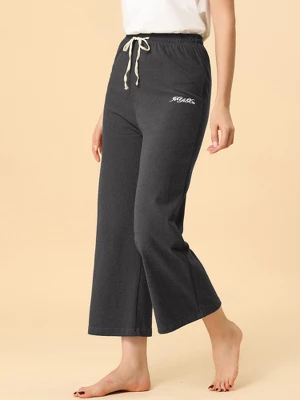 Allegra K Women's Wide Leg Drawstring Comfy Yoga Pants Lounge Pajamas Pants 1 Allegra K Women's Wide Leg Drawstring Comfy Yoga Pants Lounge Pajamas Pants