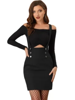 Allegra K Women's Button Decor High Waist Straight Braces Suspender Skirt -Allegra K GUEST edb3d5cb 8142 4282 a70d a500e63d0f1a