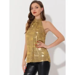 Allegra K Women's Casual Party Sparkle Sleeveless Halter Tops 12 Allegra K Women's Casual Party Sparkle Sleeveless Halter Tops -Allegra K GUEST ee14f637 9bec 4203 be4a f1d77488077d
