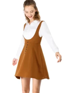 Allegra K Women's Button Overalls Pinafore Suspenders Skirt -Allegra K GUEST eebeca52 fa61 4862 858f 79bb96b3fcda
