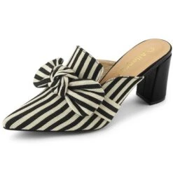 Allegra K Women's Stripe Bow Pointed Toe Block Heel Mules -Allegra K GUEST ef45c822 8b8d 421b 98bb c7bc0b2fc4ad