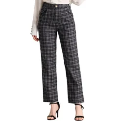 Allegra K Women's Plaid Elastic Waist Casual Work Office Long Trousers -Allegra K GUEST ef716f3a a7d5 4f55 8105 35e39de334ba