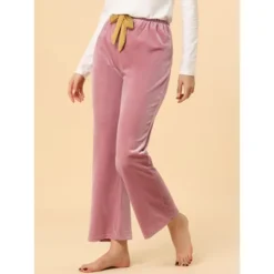 Allegra K 9 Allegra K Women's Wide Leg Comfy Yoga Pants Decor Drawstring Lounge Pajamas Pants