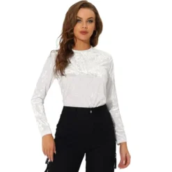 Allegra K Women's Casual Vintage Velvet Crew Neck Long Sleeve T-shirts -Allegra K GUEST f0eefcb4 5908 4d92 b626 0347caa9d274