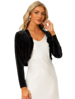 Allegra K Women's Cocktail Party Open Front Cardigan Long Sleeve Cropped Velvet Shrug Top 11 Allegra K Women's Cocktail Party Open Front Cardigan Long Sleeve Cropped Velvet Shrug Top -Allegra K GUEST f17b1ecc 825f 4f8b 9134 59fb4bfafec7