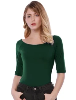 Allegra K Women's Half Sleeves Scoop Neck Fitted Layering Soft T-Shirt -Allegra K GUEST f1f3ae07 3cda 4bbd b995 a63388de1341