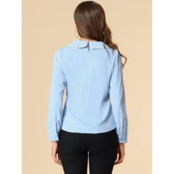 Allegra K Women's Peter Pan Collar Shirt Crochet Trim Long Sleeve Chiffon Work Office Blouse -Allegra K GUEST f257f14e fae8 4136 8ab8 98d93b89b48f