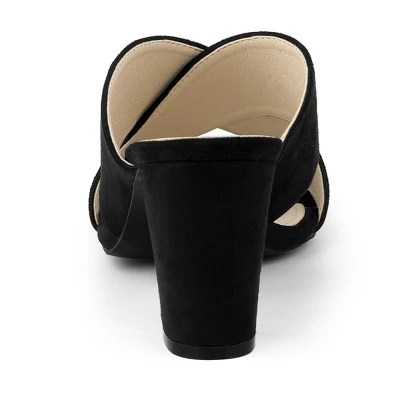 Allegra K Women's Crisscross Strap Block Heel Slide Sandals 3 Allegra K Women's Crisscross Strap Block Heel Slide Sandals - Image 3