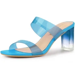 Allegra K Women's Colorful Straps Clear Heels Chunky Heel Clear Sandals -Allegra K GUEST f2e6578c b94f 47f5 935a 436154c4131b