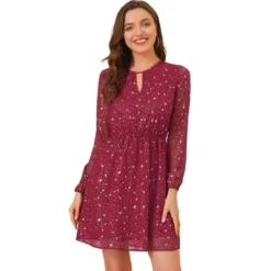 Allegra K Women's Choker V Neck Vintage Flared Gilding Metallic Shiny Star A-Line Dress -Allegra K GUEST f393cb1a 6d89 4449 adc0 ba0530a25754