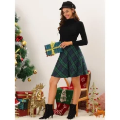 Allegra K Women's Plaids Vintage Tartan Elastic Waist Knee Length A-Line Skirt -Allegra K GUEST f39a3937 ef57 4fb6 b7eb 6a72d8779775