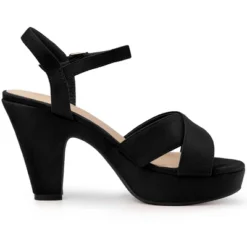 Allegra K Women's Platform Chunky Heels Slingback Sandals -Allegra K GUEST f42491ed cc6f 4ddd be47 0baaade29647