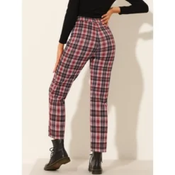 Allegra K Women's Plaid Trousers Button Casual Tartan Check Work Pants -Allegra K GUEST f5bcce49 490a 487c 85d5 1a024ab140c0