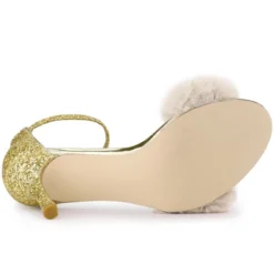 Allegra K Women's Glitter Faux Fur Stiletto Heel Sandals -Allegra K GUEST f5c11a28 b654 4343 8438 d47be8c249a9
