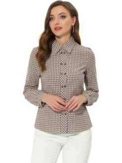 Allegra K Women's Turn Down Collar Plaid Button Up Shirt Long Sleeve Blouse Top 11 Allegra K Women's Turn Down Collar Plaid Button Up Shirt Long Sleeve Blouse Top -Allegra K GUEST f5d22b79 6d32 45de 9002 7d75abd65f3d