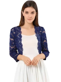 Allegra K Women's Elegant 3/4 Sleeve Sheer Floral Lace Shrug -Allegra K GUEST f5df7568 c3d8 4ad0 9af3 cc6f219320cf