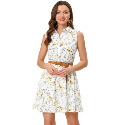 Allegra K Women's Floral Sleeveless Half Placket Above Knee Belted Summer Dress 12 Allegra K Women's Floral Sleeveless Half Placket Above Knee Belted Summer Dress - Image 12