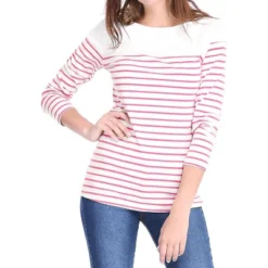 Allegra K Women's Color Block Long Sleeve Striped T-Shirt -Allegra K GUEST f60ab2ac c8ec 4603 9d78 b0234a11f0fa