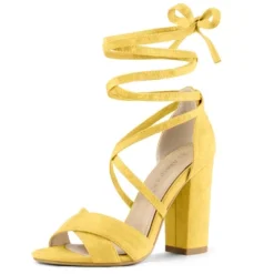 Allegra K Women's Crisscross Front Block Heeled Lace Up Sandals -Allegra K GUEST f66c5d6e 0cc6 4e8d 9b60 8a3cbff658a7