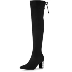 Allegra K Women's Chunky Heels Rhinestone Over The Knee High Boots -Allegra K GUEST f67dbb7b 9737 48d5 a009 e0d08840a8f6