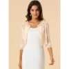 Allegra K Women's Elegant 3/4 Sleeve Sheer Floral Lace Cropped Bolero Shrugs