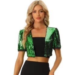 Allegra K Women's Puff Short Sleeve Open Front Party Crop Sequin Cardigan -Allegra K GUEST f6b31153 26b7 43f2 9fb8 31c7f689b70e