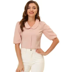 Allegra K Women's Sweet Short Bubble Sleeve Peter Pan Collar Peplum Blouses -Allegra K GUEST f6db30a1 1107 41c3 83e4 287e7ae3d569