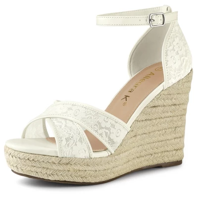 Allegra K Women's Ankle Strap Espadrille Wedge Heel Wedge Sandals 7 Allegra K Women's Ankle Strap Espadrille Wedge Heel Wedge Sandals - Image 7