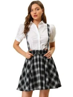 Allegra K Women's Plaid Pleated Mini Tartan Overall Skater Suspender Skirt -Allegra K GUEST f85fdd60 6b1a 46a4 bd8d 72796883a0db
