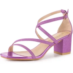 Allegra K Women's Glitter Crisscross Strap Chunky Sandals -Allegra K GUEST f87d4812 5cf1 430a 93c3 1f1b70a2db74