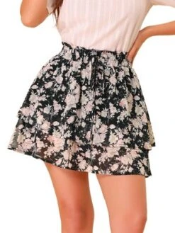 Allegra K Women's Floral Printed A-Line Chiffon Layered Mini Skirt -Allegra K GUEST f88b4594 52b8 455a 9ca9 e1de69693cdc