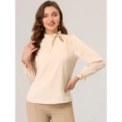 Allegra K Women's Elegant Long Sleeve Ruffle Tie Neck Business Work Top -Allegra K GUEST f9440ee4 4e63 409a 89ee 0258ccec7b54