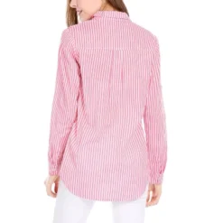 Allegra K Women's Striped Button Down Roll-up Long Sleeves Point Collar Shirt -Allegra K GUEST f9c5d837 f9a8 4d93 a451 a3c0cd49ab1f