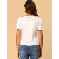 Allegra K Women's Puff Sleeve Ruffle Tops Summer Elegant Work Square Neck Blouse -Allegra K GUEST fa4006f2 7722 43f3 8576 4b163f6509c5