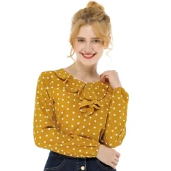 Allegra K Women's 1950s Vintage Ruffle Neck Long Sleeve Dots Blouse -Allegra K GUEST fa6ff2b7 100c 4fb7 a5a3 ff9ce562a6bb