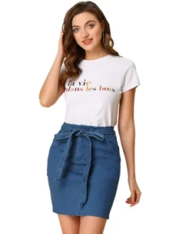 Allegra K Women's Summer High Waist Paper Bag Elastic Knot Belted Denim Skirt 11 Allegra K Women's Summer High Waist Paper Bag Elastic Knot Belted Denim Skirt -Allegra K GUEST fa734c7b b3f7 4ea8 a5c4 67d1c70c4b1a