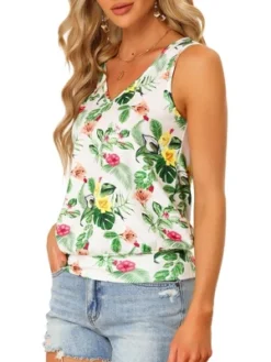 Allegra K Women's Summer Casual Sleeveless Tropical Floral Blouses -Allegra K GUEST fa7e5496 554a 4049 9ded 4bb1540dde4d
