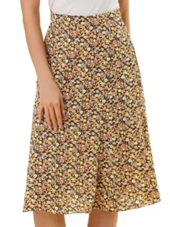 Allegra K Women's Print Peasant Elastic Waist A-Line Midi Skirts -Allegra K GUEST fb0f8486 9afb 4c99 afa5 429be8906737