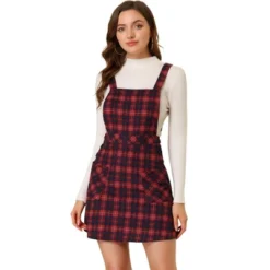 Allegra K Women's Plaid Tartan Button Decor A-Line Pinafore Overall Dress -Allegra K GUEST fbc320b5 2767 48e5 a97b 7d9e80c5454d